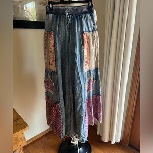 Blue Velvet extreme wide leg patchwork star jeans size small